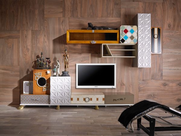 ambiente salon con mueble de tv tetris