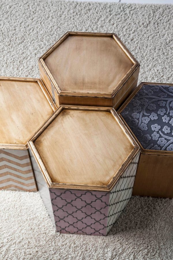 conjunto de mesitas hexagonal desde arriba